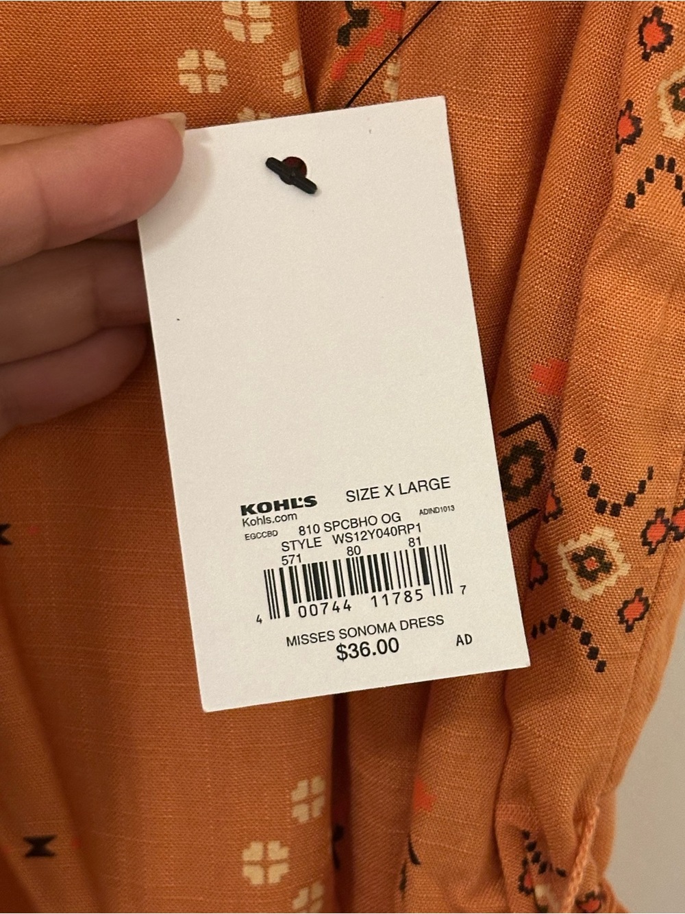 Burnt Orange Tie-Waist Midi Dress with Short Sleeves - Picture 6 of 7